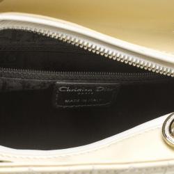 Pre Owned Dior Cream Patent Leather Medium Lady Dior Tote