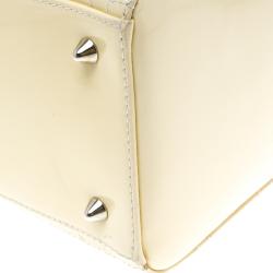 Pre Owned Dior Cream Patent Leather Medium Lady Dior Tote