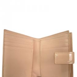 Pre Owned Dior Beige Cannage Quilted Patent Leather Lady Dior Bifold Wallet