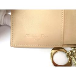 Pre Owned Dior Beige Cannage Quilted Patent Leather Lady Dior Bifold Wallet