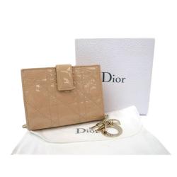 Pre Owned Dior Beige Cannage Quilted Patent Leather Lady Dior Bifold Wallet