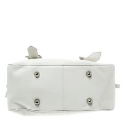 Dior White Cannage Leather Boston Bag