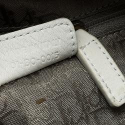 Dior White Cannage Leather Boston Bag