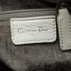 Dior White Cannage Leather Boston Bag