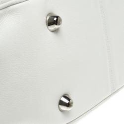 Dior White Cannage Leather Boston Bag
