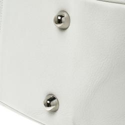 Dior White Cannage Leather Boston Bag