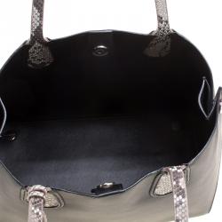 Pre Owned Dior Black Leather and Snakeskin Trims Dior Addict Shopping Tote