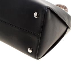 Pre Owned Dior Black Leather and Snakeskin Trims Dior Addict Shopping Tote