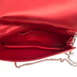 Pre Owned Dior Red Cannage Quilted Satin Clutch