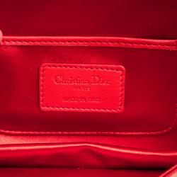 Pre Owned Dior Red Cannage Quilted Satin Clutch