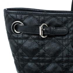 مملوكة مسبقًا Dior Black Coated Canvas Cannage Tote