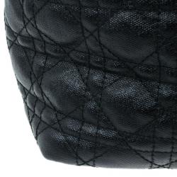 مملوكة مسبقًا Dior Black Coated Canvas Cannage Tote