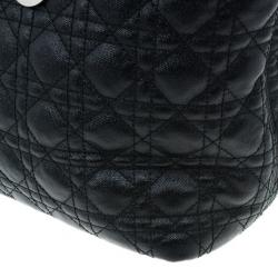 مملوكة مسبقًا Dior Black Coated Canvas Cannage Tote