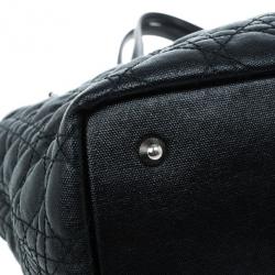 مملوكة مسبقًا Dior Black Coated Canvas Cannage Tote