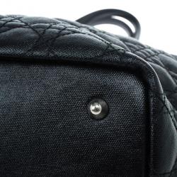 مملوكة مسبقًا Dior Black Coated Canvas Cannage Tote