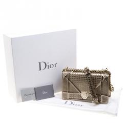 Dior Gold Leather Small Diorama Shoulder Bag