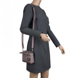 مملوكة مسبقًا Dior Metallic Pink Leather Micro Lady Dior Tote