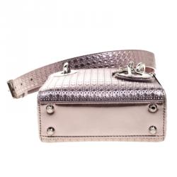 مملوكة مسبقًا Dior Metallic Pink Leather Micro Lady Dior Tote