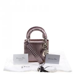مملوكة مسبقًا Dior Metallic Pink Leather Micro Lady Dior Tote