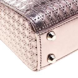 مملوكة مسبقًا Dior Metallic Pink Leather Micro Lady Dior Tote