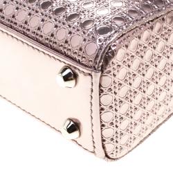 مملوكة مسبقًا Dior Metallic Pink Leather Micro Lady Dior Tote