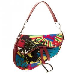 Pre Owned Dior Multicolor Fabric Bob Marley Saddle Bag