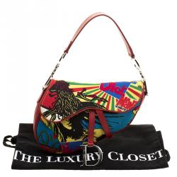 Pre Owned Dior Multicolor Fabric Bob Marley Saddle Bag