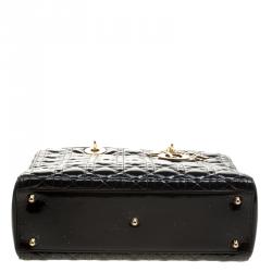 Pre Owned Dior Black Patent Leather Large Lady Dior Tote