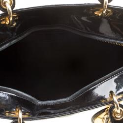 Pre Owned Dior Black Patent Leather Large Lady Dior Tote