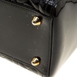 Pre Owned Dior Black Patent Leather Large Lady Dior Tote