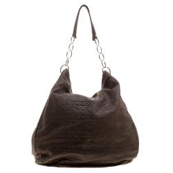 Pre Owned Dior Brown Cannage Soft Leather Large Hobo