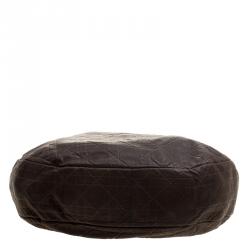 Pre Owned Dior Brown Cannage Soft Leather Large Hobo