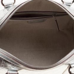 Christian Dior Metallic Silver Oblique Monogram Leather Boston Bag