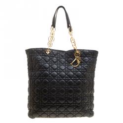 مملوكة مسبقًا Dior Black Cannage Leather Soft Lady Dior Shopping Tote