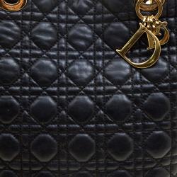 مملوكة مسبقًا Dior Black Cannage Leather Soft Lady Dior Shopping Tote