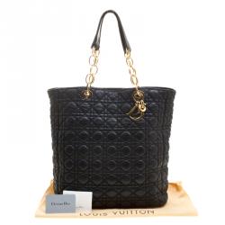 مملوكة مسبقًا Dior Black Cannage Leather Soft Lady Dior Shopping Tote