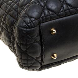 مملوكة مسبقًا Dior Black Cannage Leather Soft Lady Dior Shopping Tote