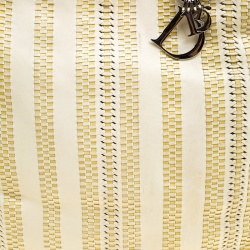 Pre Owned Dior Cream Woven Soft Leather Large Shopping Tote