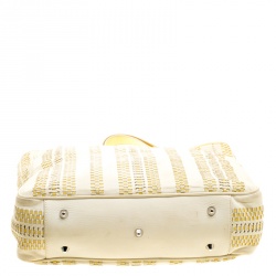 Pre Owned Dior Cream Woven Soft Leather Large Shopping Tote