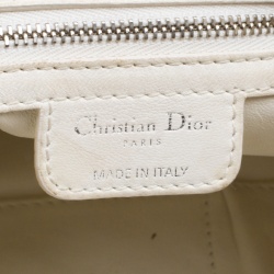 Pre Owned Dior Cream Woven Soft Leather Large Shopping Tote