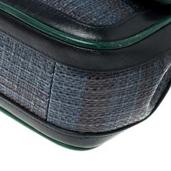 Pre Owned Dior Blue/Green Raffia and Leather Miss Dior Medium Flap Bag