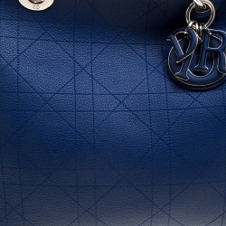 Pre Owned Dior Blue Cannage Leather Large Shopping Tote