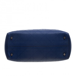 Pre Owned Dior Blue Cannage Leather Large Shopping Tote