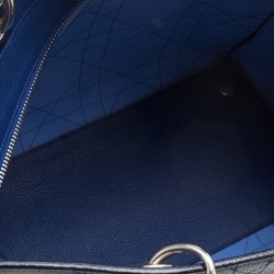 Pre Owned Dior Blue Cannage Leather Large Shopping Tote
