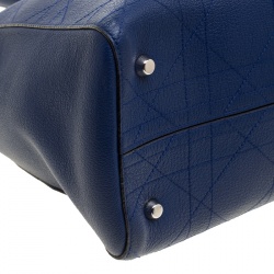 Pre Owned Dior Blue Cannage Leather Large Shopping Tote