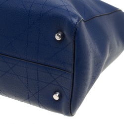 Pre Owned Dior Blue Cannage Leather Large Shopping Tote