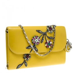 مملوكة مسبقًا حقيبة كلتش ديور ايفينينغ جون فيف جلد صفراء