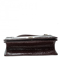 مملوكة مسبقًا Dior Dark Brown Crackled Patent Leather Medium Diorama Shoulder Bag