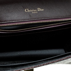 مملوكة مسبقًا Dior Dark Brown Crackled Patent Leather Medium Diorama Shoulder Bag