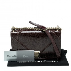 مملوكة مسبقًا Dior Dark Brown Crackled Patent Leather Medium Diorama Shoulder Bag